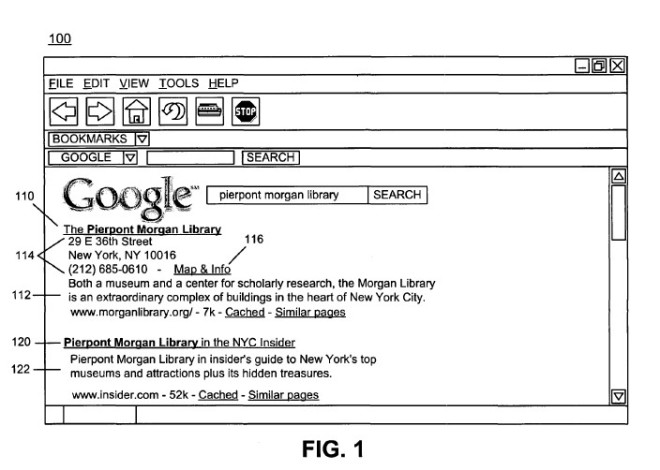 Google Local Search Patent